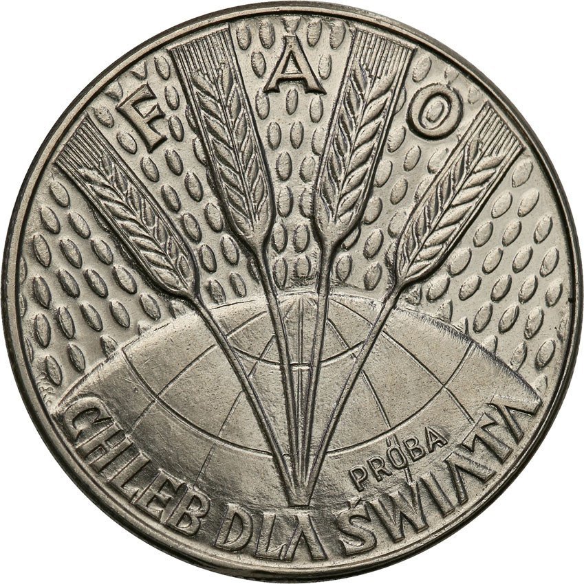 PRL. PRÓBA Nikiel 10 złotych 1971 FAO chleb